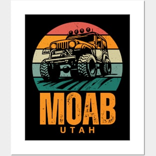 Moab Utah Jeep Vintage Sunset Posters and Art